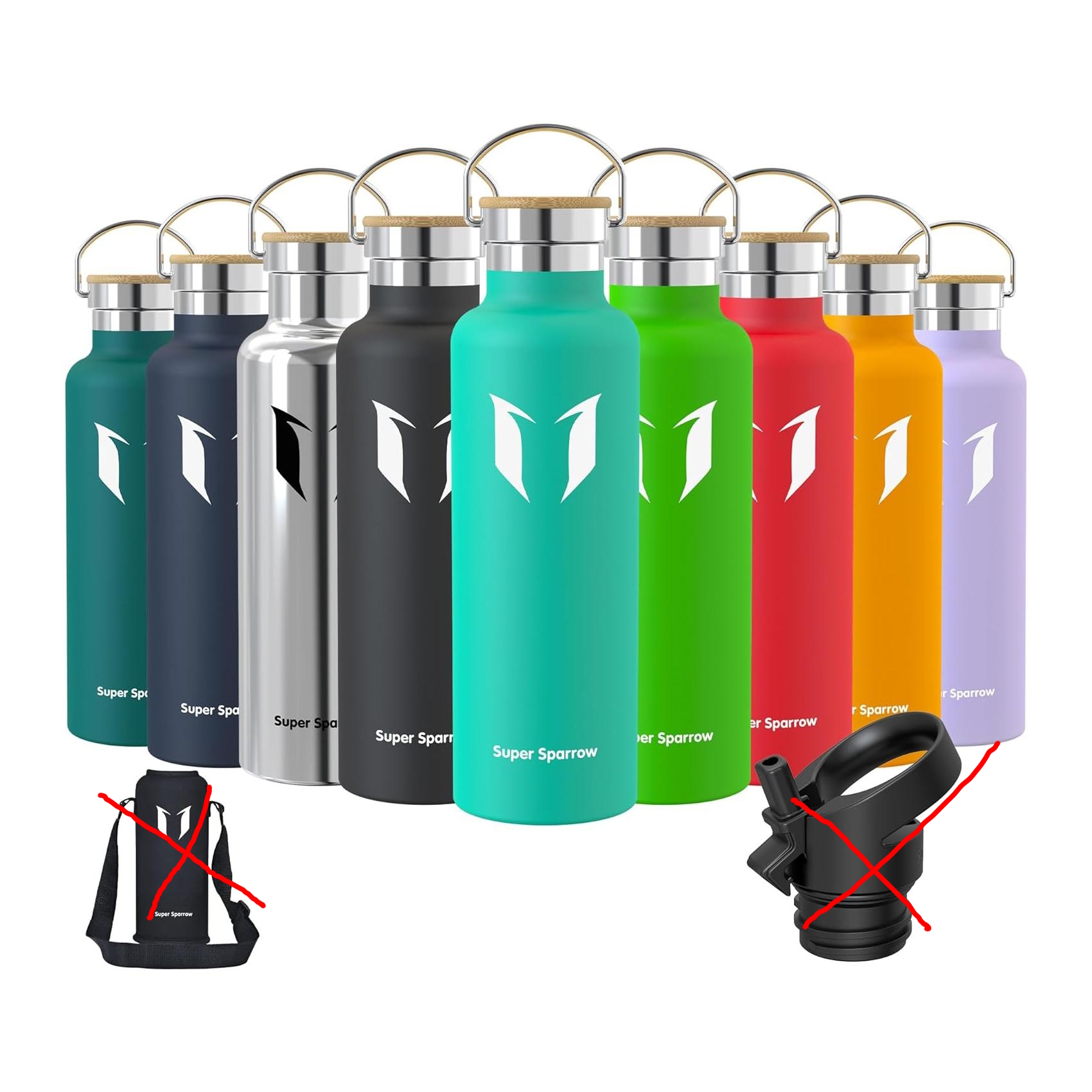 Garrafa de água em inox Super Sparrow 750ml Turquesa