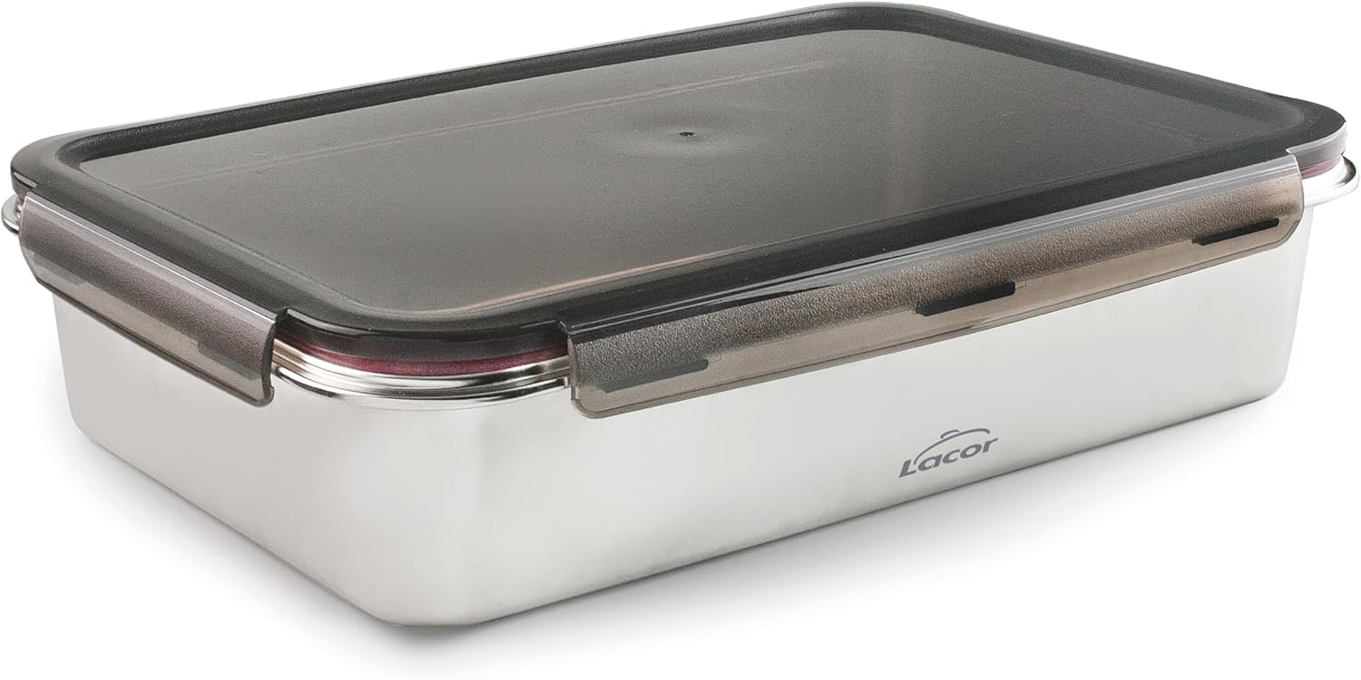 Recipiente Hermético Lacor Ecoinox Pro 5 L em Aço Inoxidável 18/10 - Tampa ClipLock (64675)