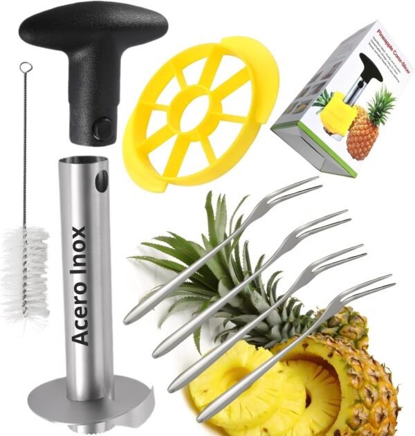 Cortador de Ananás / Abacaxi em inox + 3 Acessórios