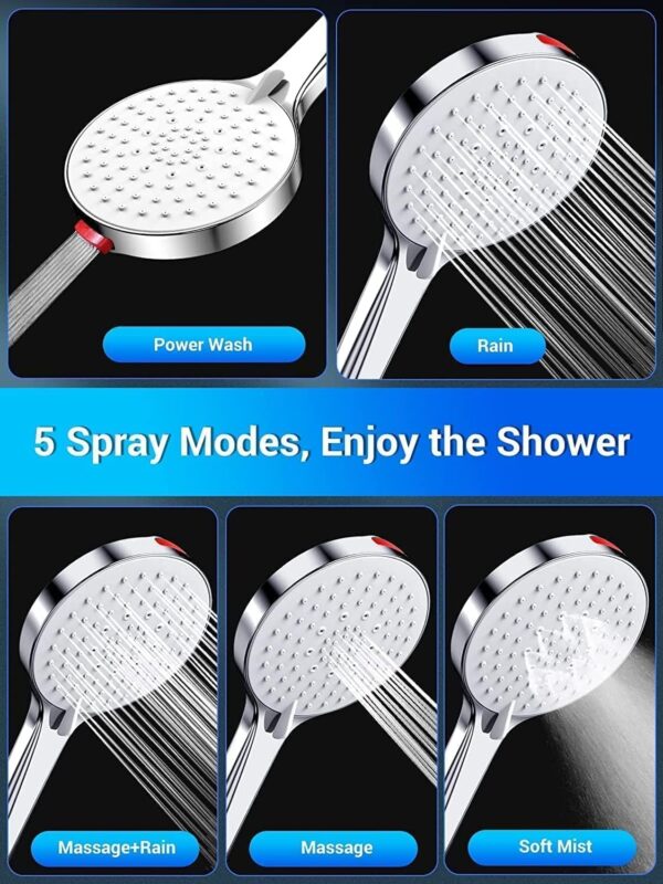 Cabeça de chuveiro com mangueira de 1,6M, grande (⌀125mm) 5 modos