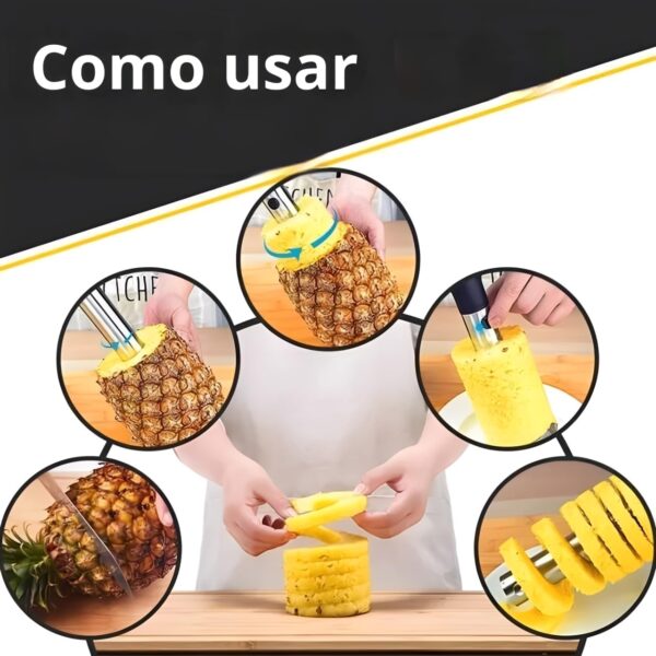 Cortador de Ananás / Abacaxi em inox + 3 Acessórios