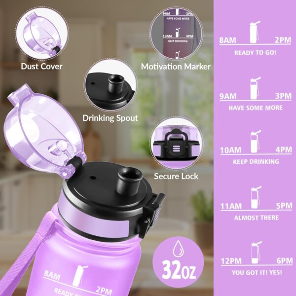 Garrafa de Água HoneyHolly 1 L com Marcador de Tempo Livre de BPA