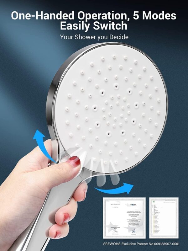 Cabeça de chuveiro com mangueira de 1,6M, grande (⌀125mm) 5 modos