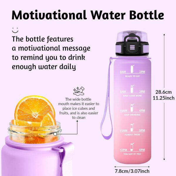 Garrafa de Água HoneyHolly 1 L com Marcador de Tempo Livre de BPA