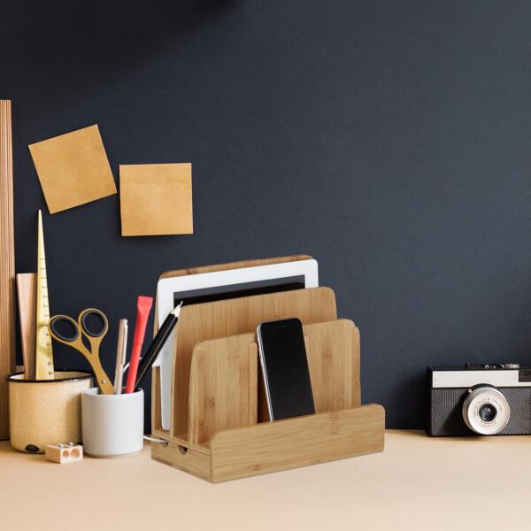 Estação de Carga Relaxdays para Tablets e Smartphones Em Bambu Natural 23x25.5x13.5 cm