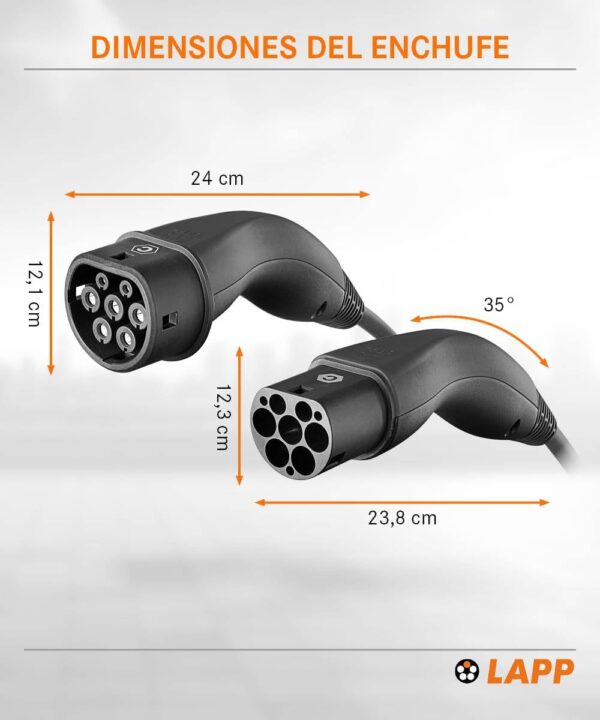 Cabo de carregamento EV Tipo 2 LAPP Mobility 2.22 kW 32 A Trifásico Modo 3/5 m para Carros Elétricos