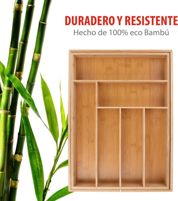 Organizador de Gavetas 46x34-56,5x6 cm Alpina Extensível Bambu para Utensílios