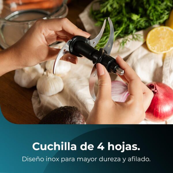 Picadora Cecotec ChopBeat 2000 Vindaloo Glass 500 W com Lâmina de 4 Folhas Em Aço Inoxidável e Bol de Cristal