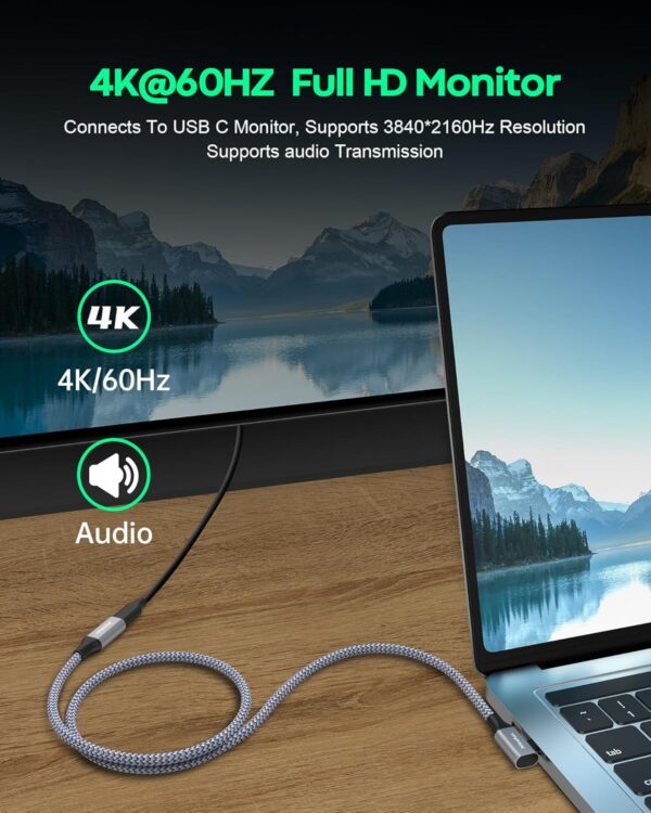 (5 m) Cabo Extensor USB C USB 3.2 5Gbps 100 W Carga 4K 60Hz