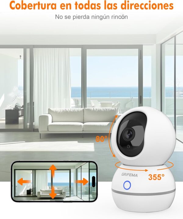 Câmara Vigilância WiFi 360 Visão Noturna  1080P 3MP GRIFEMA