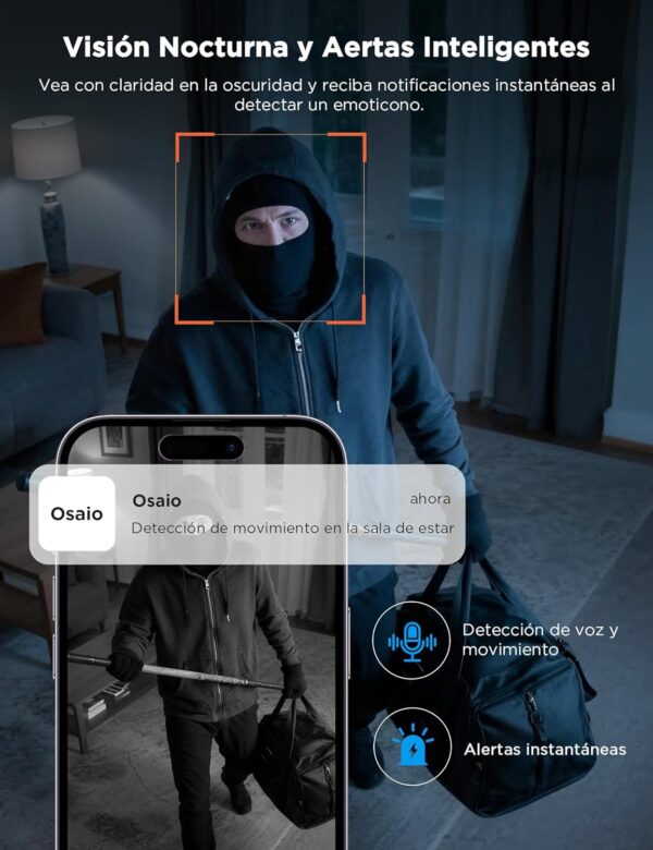 Câmara Vigilância WiFi 1080P Interior Visão Noturna Detecção Humano c/ Comunicação