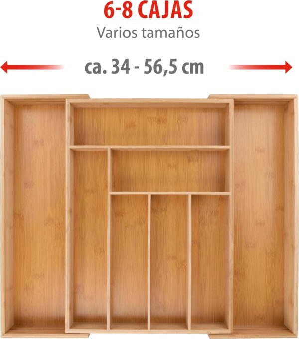 Organizador de Gavetas 46x34-56,5x6 cm Alpina Extensível Bambu para Utensílios