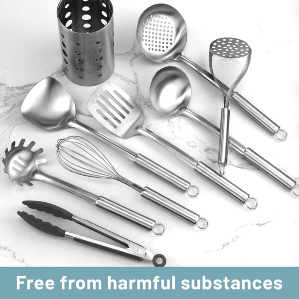 Conjunto de 9 Utensílios de Cozinha Aço Inoxidável Pleafind