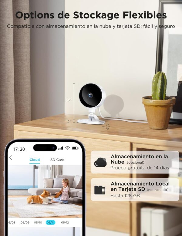 Câmara Vigilância WiFi 1080P Interior Visão Noturna Detecção Humano c/ Comunicação
