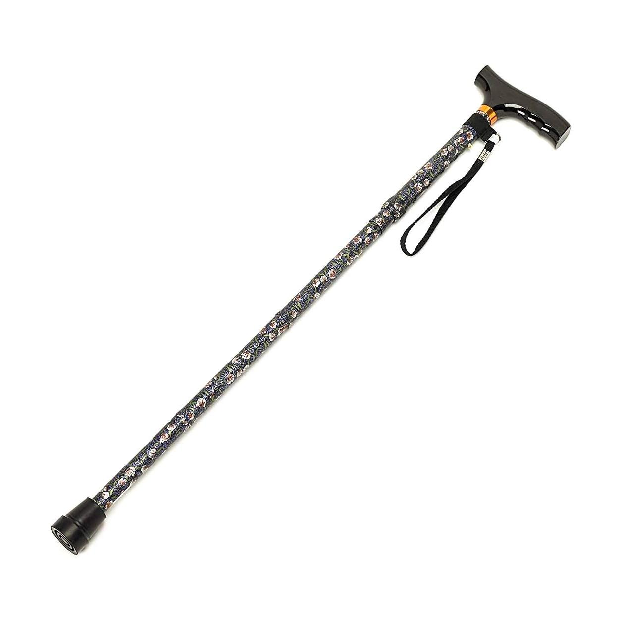 Bengala Dobravel Leve Equilíbrio Pega em Madeira Motivo Églantine 73,6-83,2 cm