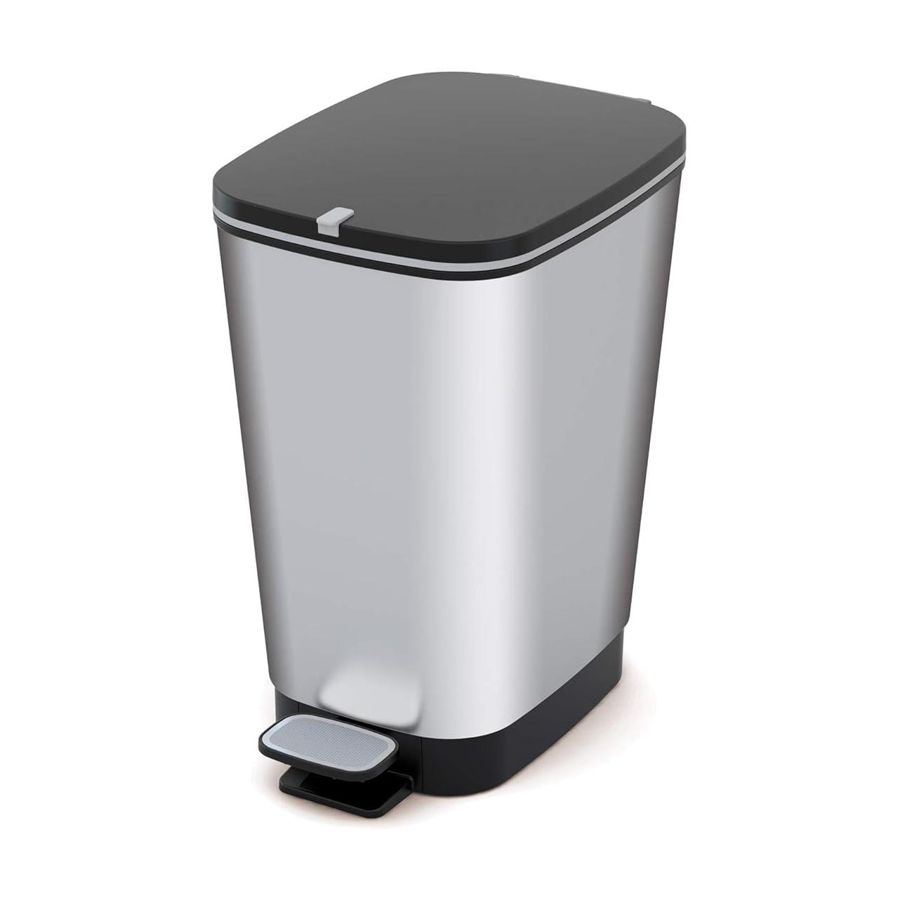Caixote Do Lixo Curver Chic Bin com Pedal Antideslizante 45 L Acabamento Aço