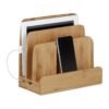 Estação de Carga Relaxdays para Tablets e Smartphones Em Bambu Natural 23x25.5x13.5 cm
