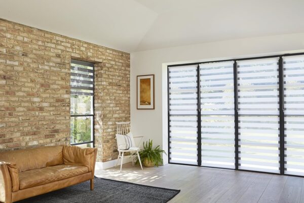 Estore Enrolável Dupla Camada (56 X 150 cm) Amazon Basics Branco Às Riscas