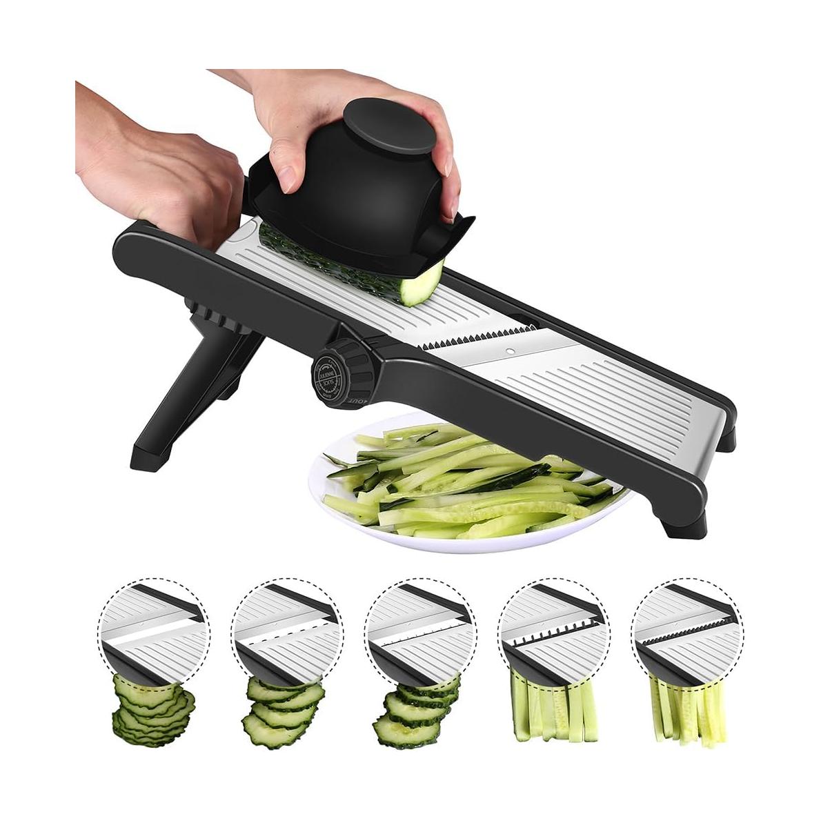 Mandolina Profissional Inoxidável Ajustável com Luvas de Segurança