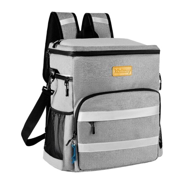 Mochila Térmica Portátil 30 L para Praia e Camping com Isolamento Hermético - Cinzento