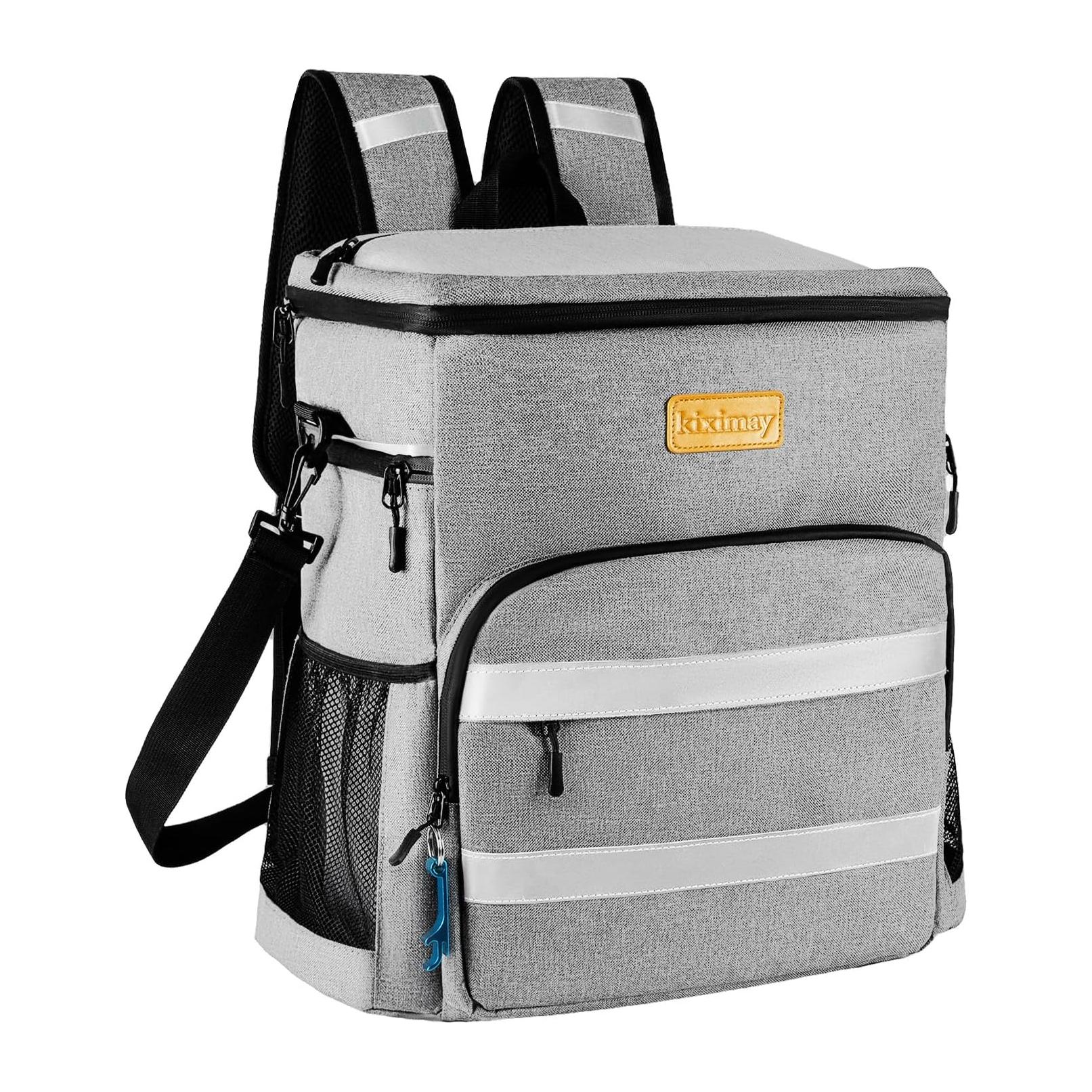 Mochila Térmica Portátil 30 L para Praia e Camping com Isolamento Hermético - Cinzento