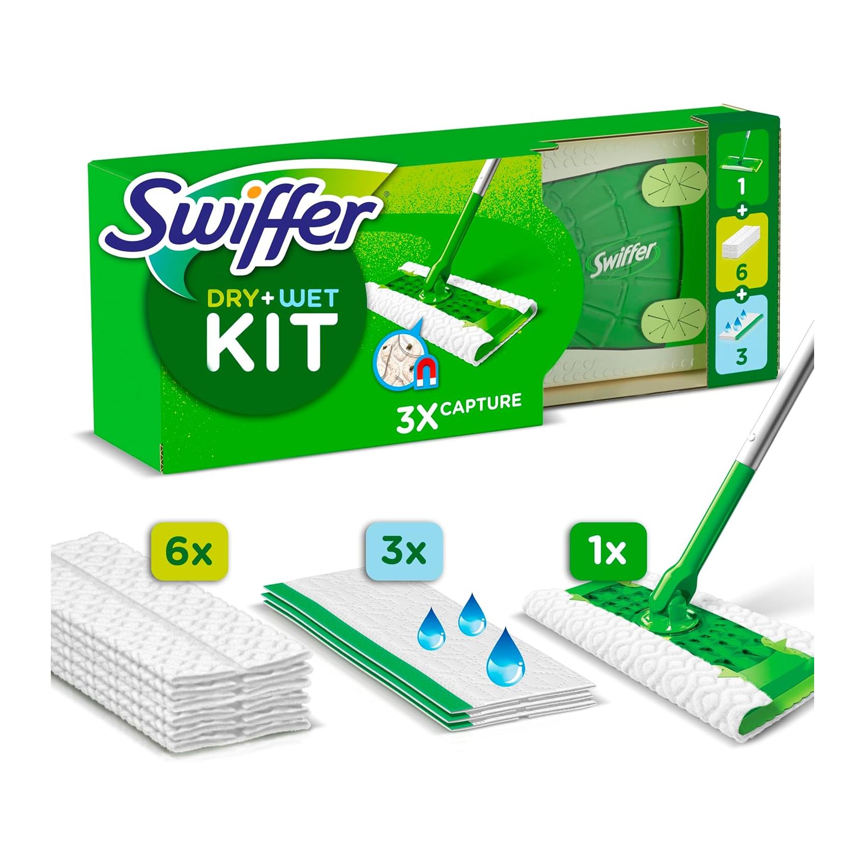 Kit Básico Swiffer Mopa Limpeza A Seco e Húmido para Madeira e Pavimentos