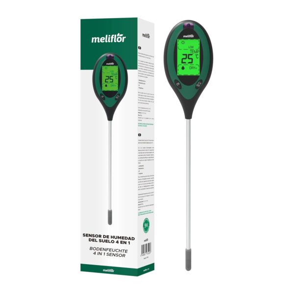 Medidor de Humidade Do Solo 4 Em 1 Meliflor (Humidade pH Temperatura Luz)
