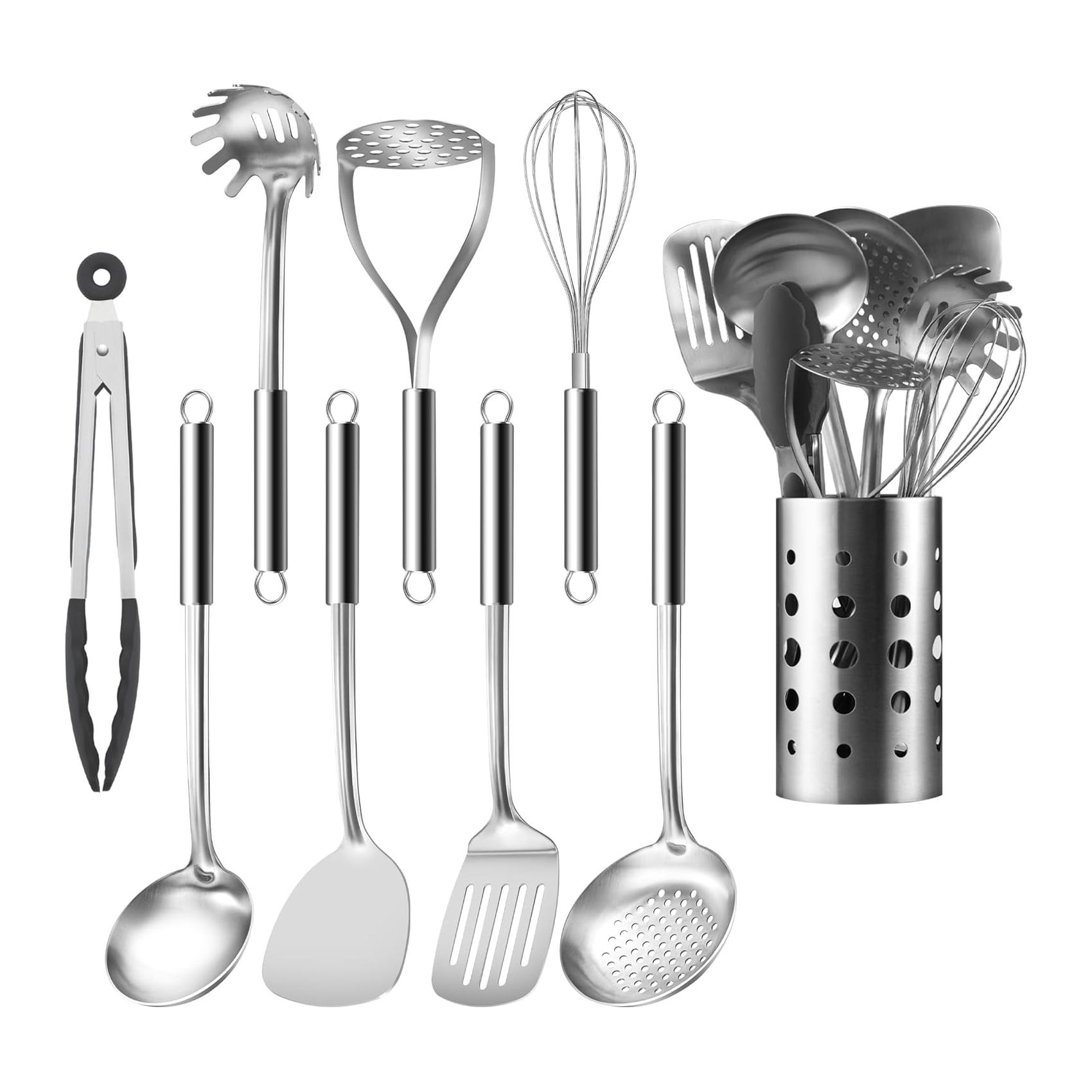 Conjunto de 9 Utensílios de Cozinha Aço Inoxidável Pleafind