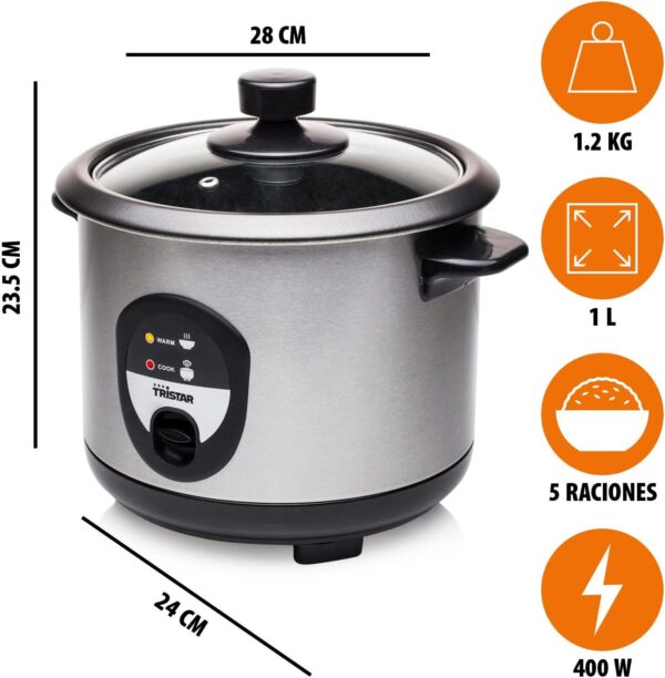 Panela de Arroz 1L Aquecimento Automático Tristar RK-6126 400W Prateado
