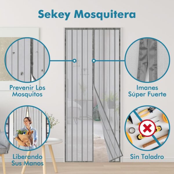 Cortina magnética anti-mosquitos Cinzenta 220x110 cm