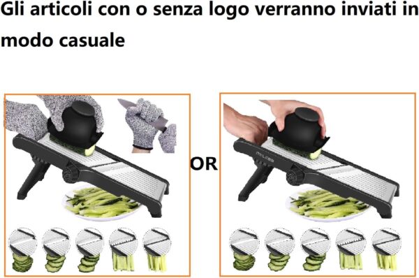 Mandolina Profissional Inoxidável Ajustável com Luvas de Segurança