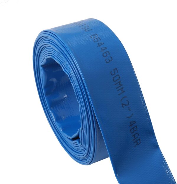 Mangueira Plana para Descarga de Água 10 M X 50 mm KATSU com Clips e Conector Azul