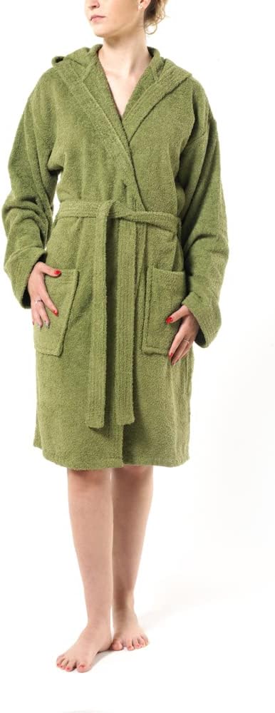 Roupão com Capuz (S) Top Towel Unissexo Algodão 500g/m2 Verde