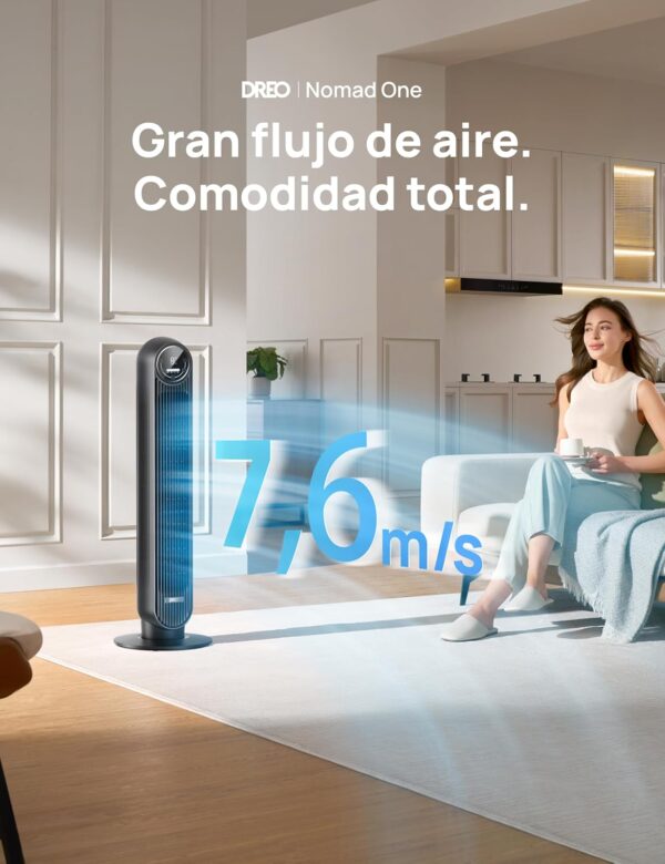 Ventoinha de Torre Dreo 20dB Silenciosa com LED e Comando À Distância 4 Velocidades Preto