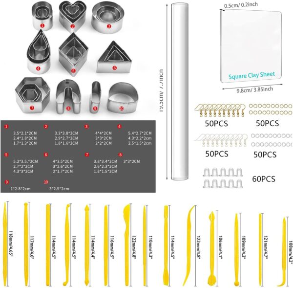 second_B0BDD9DQCR_185_200226 Cortadores de brincos de argila polimérica Allazone - pasta de secagem ao ar para a fabricação de joias