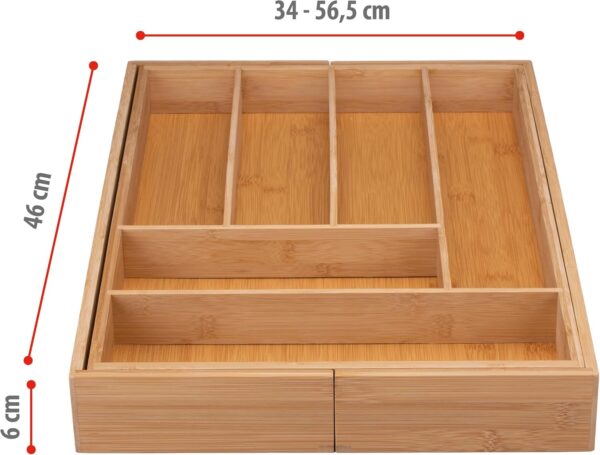 Organizador de Gavetas 46x34-56,5x6 cm Alpina Extensível Bambu para Utensílios