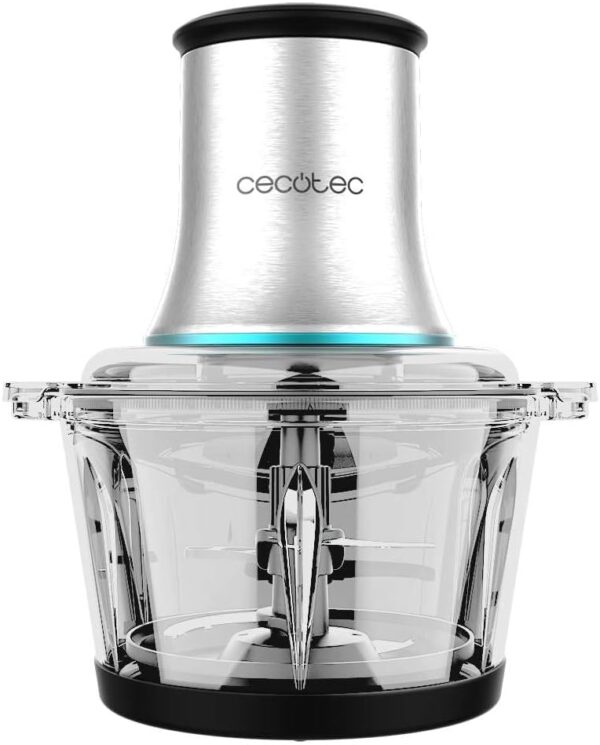 Picadora Cecotec ChopBeat 2000 Vindaloo Glass 500 W com Lâmina de 4 Folhas Em Aço Inoxidável e Bol de Cristal