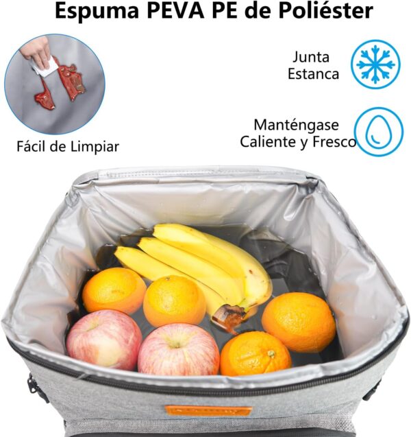 Mochila Térmica Portátil 30 L para Praia e Camping com Isolamento Hermético - Cinzento