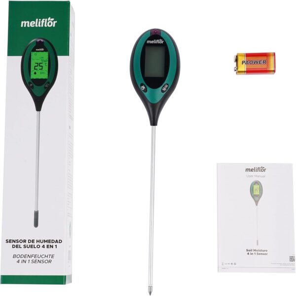 Medidor de Humidade Do Solo 4 Em 1 Meliflor (Humidade pH Temperatura Luz)