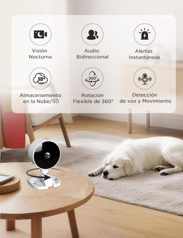 Câmara Vigilância WiFi 1080P Interior Visão Noturna Detecção Humano c/ Comunicação