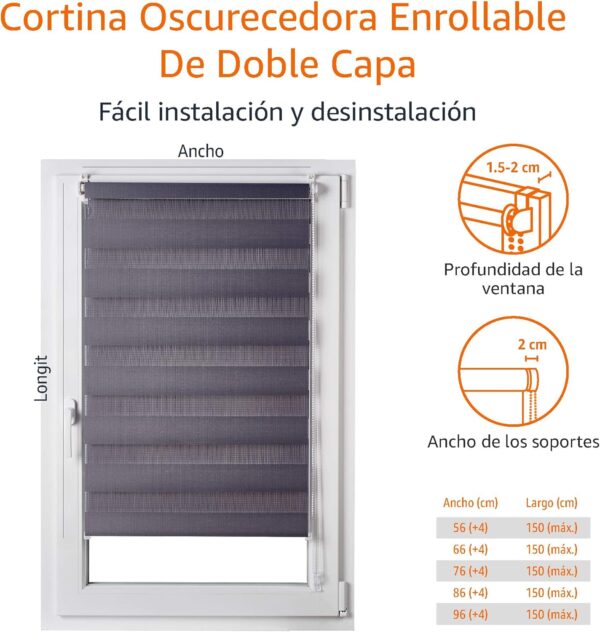 Estore Enrolável Dupla Camada (56 X 150 cm) Amazon Basics Branco Às Riscas