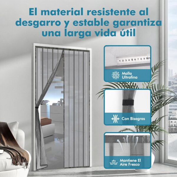 Cortina magnética anti-mosquitos Cinzenta 220x110 cm