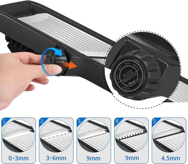 Mandolina Profissional Inoxidável Ajustável com Luvas de Segurança