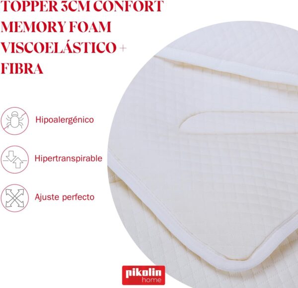 (180X200 cm) Topper Viscoelástico Pikolin Home Viscofiber 3 cm Extra Relax