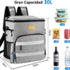 Mochila Térmica Portátil 30 L para Praia e Camping com Isolamento Hermético - Cinzento
