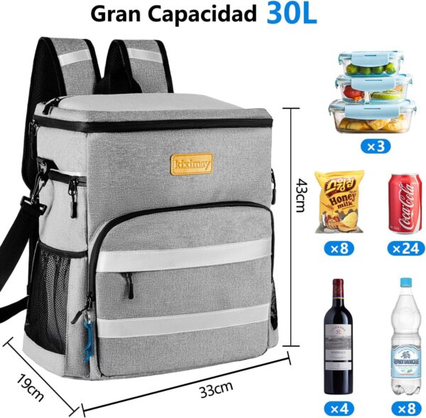 Mochila Térmica Portátil 30 L para Praia e Camping com Isolamento Hermético - Cinzento