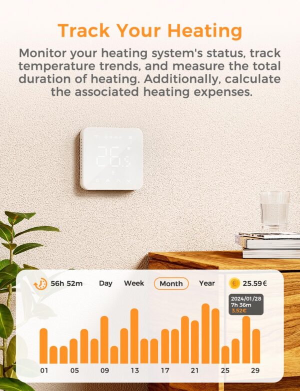 Termostato aquecimento WiFi Refoss MTS200 Programável compativel com Apple Home Kit Alexa e Google Home