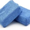 4 Esponjas Aplicadoras de Microfibra Azul para Cera, Polimento e Selante Auto
