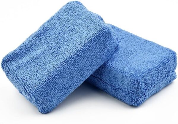4 Esponjas Aplicadoras de Microfibra Azul para Cera, Polimento e Selante Auto