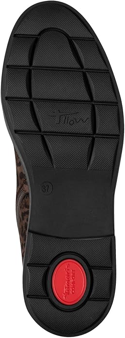(37) Botas Planas Tamaris Comfort Lace Leopardo Escuro para Mulher